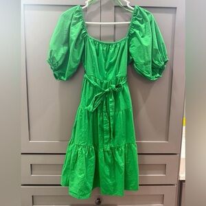 Green Puff Sleeve Dress